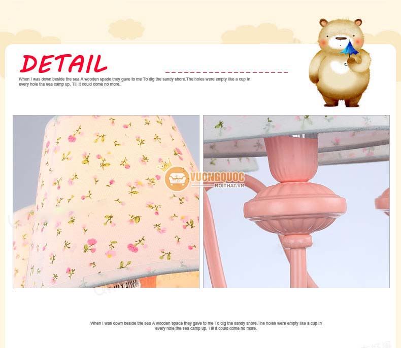 Đèn chùm trẻ em màu hồng ngọt ngào UHS126-12